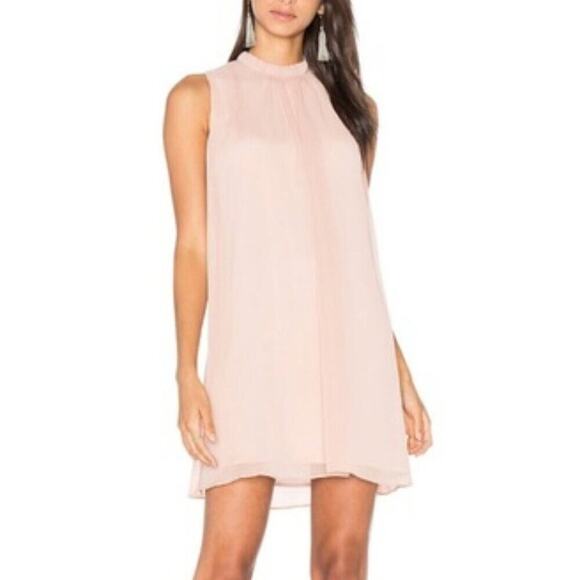 New Revolve WAYF Light Pink Chiffon Shift Mock Neck Dress - Picture 1 of 7